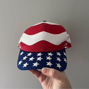 Nissin Cap American Flag Strapback Ball Cap Embroidered Stars and Stripes